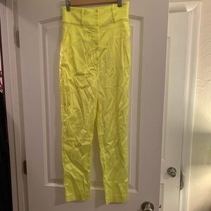 Satin bright neon yellow pants